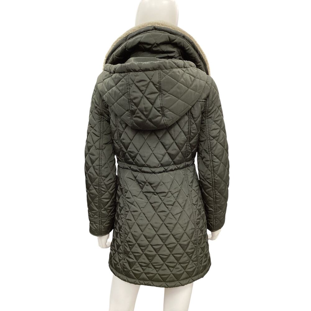 Michael Kors Coat Women’s SZ S Puffer Coat Hood Removable Faux Fur Collar Green - Picture 4 of 10
